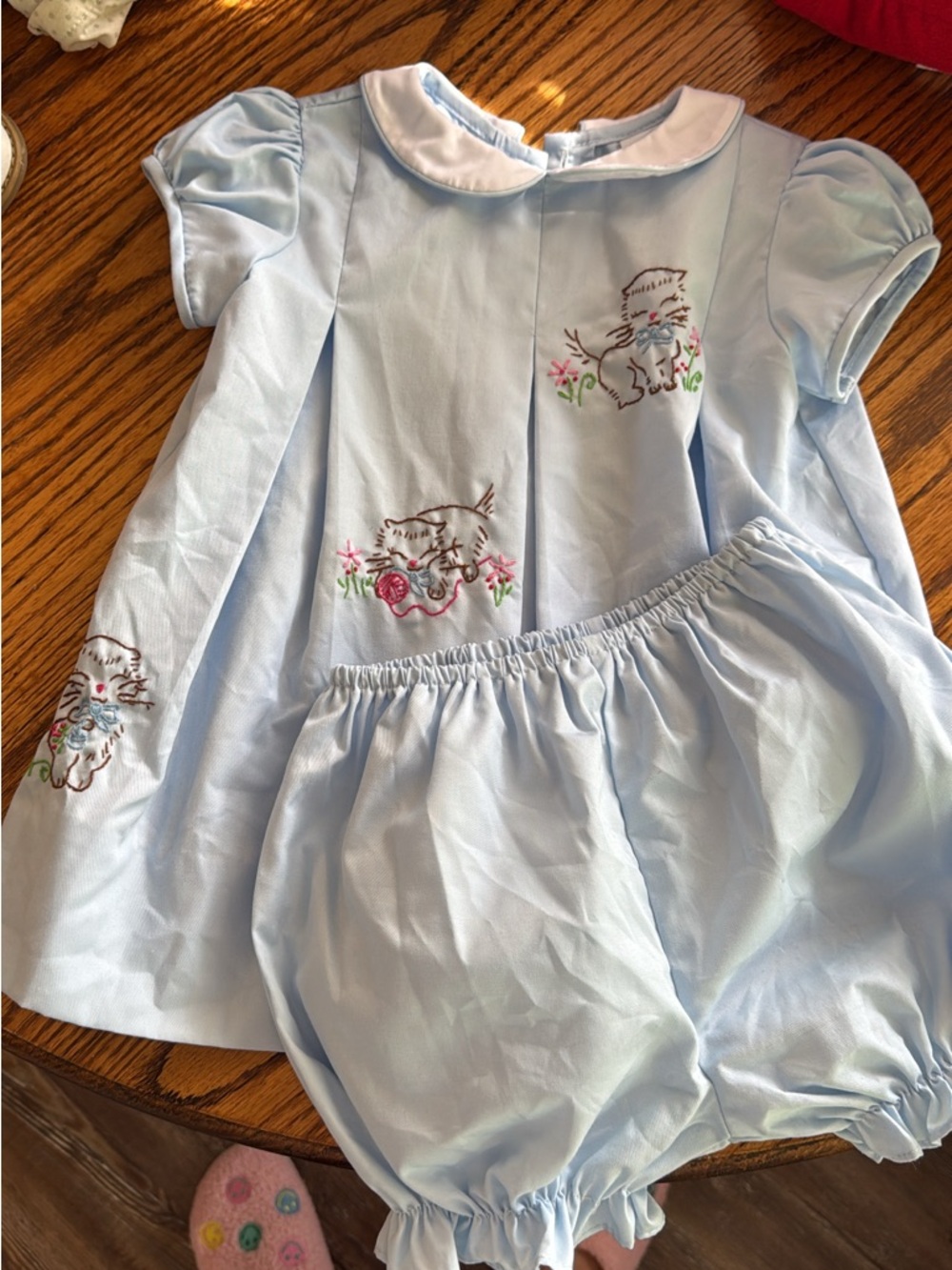 The Proper Peony bloomer set Kitten Embroidery 24m EUC